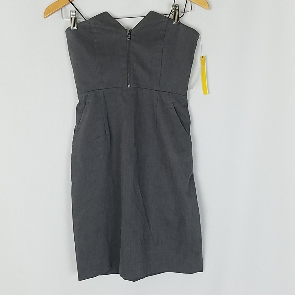 Alice + Olivia women 0 gray‎ denim strapless dress pockets